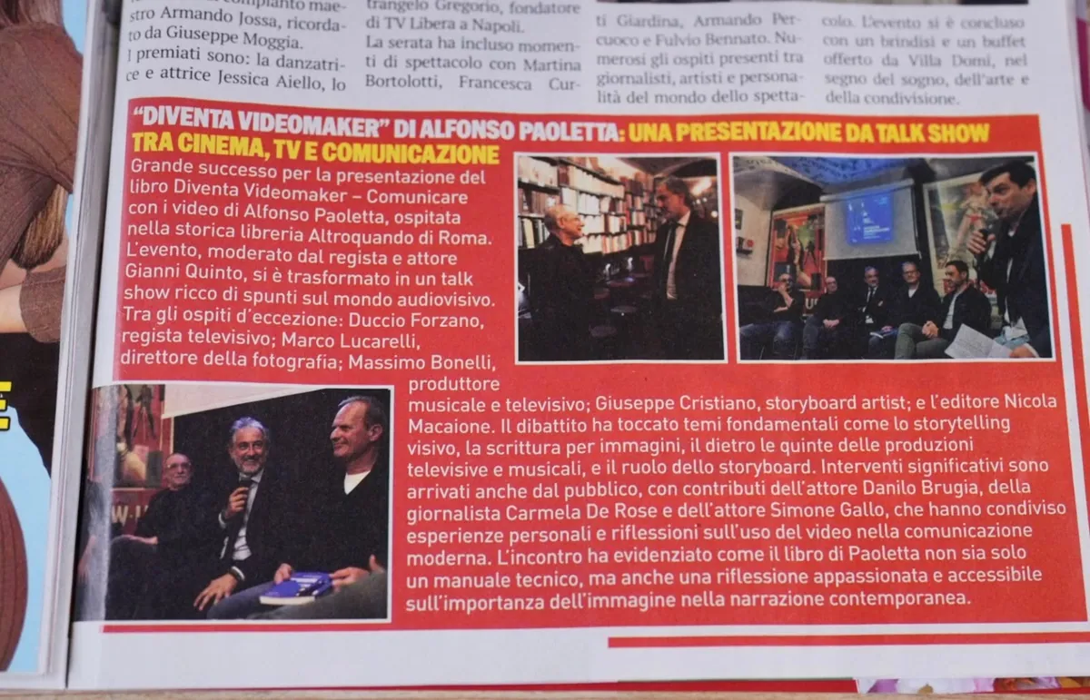 Articolo di giornale sulla presentazione di Diventa Videomaker